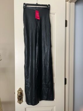 Commando Black Faux Leather Wide Leg Pants